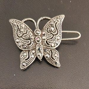 Vintage marcasite butterfly barrette